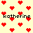 Red pixel hearts on a light yellow background with the name 'katherine' repeated in black pixelated text.