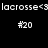 Pixelated text displays 'lacrosse<3' and '#20' across four quadrants with alternating black, dark red, and bright red backgrounds.
