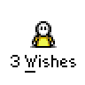 Animated contact sheet of a pixel art buddy icon showing sequential frames with character interactions and text changes.