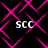 Black background with repeating pink diamond-shaped lines forming a pattern, four instances of white text "scc" positioned at top-left, top-right, bottom-left, and bottom-right