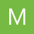 Green square background with a large white pixelated letter M centered in the middle.