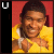 Animated contact sheet of a person in yellow clothing with red background and "USHER" text on black vertical bars, showing frame-by-frame animation changes including heart symbols appearing.