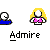 Pixel art buddy icon with two figures: one in blue shirt, another in pink top and yellow hair; red heart symbol appears above the blue-shirted figure.