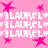 Pixelated pink background with repeated white text '3LAUREL' and pink star shapes scattered throughout.
