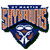 Pixelated shield-shaped icon with blue border, orange text reading 'SKYHAWKS' at top, and a white and blue bird emblem below on dark green background.