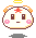 Pixel art character with white face, brown eyes, pink cheeks, red star on forehead, orange ears, and yellow halo in four variations showing open/closed eyes.