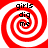 Four identical red and white spiral patterns arranged in a , each containing black text reading 'girls dig me' in a pixelated font