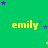 Green background with yellow 'emily' text repeated in a , purple and blue stars scattered throughout
