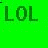 Six colored squares each display the text 'LOL' in a pixelated font, arranged in two of three