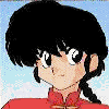 Pixelated anime-style character portraits in a , featuring varied hairstyles, expressions, and clothing with red, blue, and black color schemes