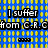 Pixelated text on a blue and yellow checkered background reads "I suffer from C.R.C REMEMBER CRAP!" with a small black dot cluster below.