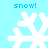 Four white pixelated snowflakes on a light blue background with "snow!" text above and below each, arranged in a