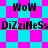 Pixelated text 'WoW' and 'DiZziNeSs' on alternating cyan and magenta backgrounds with shifting geometric patterns.