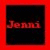 Four square display the name 'Jenni' in different colors against black backgrounds with colored borders