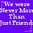 Pixelated text repeats across a purple background with small star accents, forming a wordwall of 'We were Never More Than Just Friends' phrases.