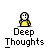 Pixelated character in yellow shirt with thought bubbles and text overlays changing across frames.