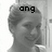 A grayscale image of a person with hair tied up, showing two variations: one with 'ang' text above the head and another with '<33' text.