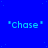 Blue background with white text "Chase" repeated in a pattern, each instance enclosed by quotation marks