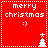 Red pixel art icon with 'merry christmas' text, smiley face, and Christmas tree with star, bordered by white dotted lines.