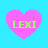 Four pink heart shapes on a cyan background, each containing green text reading 'LEXI' with pixelated edges.