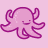 Pixelated octopus with closed eyes and curved tentacles on light pink background.