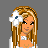Animated contact sheet showing a cartoon woman with blonde hair and white flower accessory in multiple poses, surrounded by scattered text phrases on gray background.