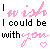 A 3x3 contact sheet of animated frames showing a repeating text-based animation with pink and black lettering on white background, each frame containing the phrase "I wish I could be with you" accompanied by small heart symbols.