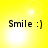 Yellow background with four identical each containing "Smile :)" text and a bright white light effect