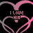 pink heart outlines with 'I LOVE HIM' text, each frame showing subtle color shifts in the hearts against a black background