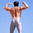 A pixelated image of a muscular man flexing his back muscles against a blue sky, with orange text reading "TIGHTER THAN SPANDEX" on a yellow background.