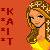 Pixelated icon shows a smiling woman with long brown hair wearing a yellow top and dark necklace against orange background, left side has vertical red text.
