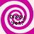 Four identical spiral patterns with alternating pink and white stripes, each containing the text "Dizzy Yet?" in black pixelated font.