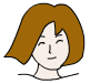 Three cartoon-style head-and-shoulders views of a figure with brown bobbed hair, each showing distinct facial expressions against a solid gray background.