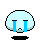 Pixelated light blue cloud-shaped head with two vertical blue tears, black base, and varying mouth expressions across frames.