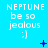 nine identical blue background icons with white text reading "NEPTUNE be so jealous :)" and small animated symbols changing across positions
