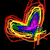 Six heart-shaped icons arranged in a , each with distinct color schemes and styles against varied backgrounds