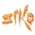Pixelated orange-brown text 'EMK' on white background with slight transparency effects.