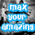 A grayscale image of a character with text overlays and heart symbols in various positions.