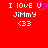 Red background with white pixelated text "I LOVE U" above "Jimmy" and ")33", where the 'U' is replaced by a pink heart in one view.