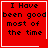 Red square icon with black text reading "I Have been good most of the time" and white border, showing two distinct animation states.
