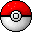Pixelated red-and-white spherical object with a square button, showing sequential white motion trails on its upper half