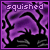 Animated purple and black pixelated icon with the word "squished" in white text at top, showing subtle motion changes across frames.