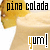 Animated icon shows a glass of pina colada with pineapple garnish, text 'pina colada' at top and 'yum!' below, changing color scheme across frames.