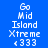 Blue background with white pixelated text reading 'Go Mid Island Xtreme < 333' arranged in a , where green rectangles highlight different and sequentially