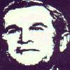 A split-screen digital image with a purple background, featuring a stylized portrait and text in white, green, and purple fonts.