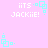 Pixelated icon with pink background displaying "IT'S JACKIE!" text and cyan square patterns in four corners.