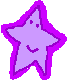 Purple star-shaped icon with a smiling face, two small eyes on the left side in one view and right side in another, outlined in bright magenta.