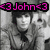 Black-and-white photo of a person with short dark hair in multiple , each overlaid with colored text reading "<3John<3", "<3Patrick<3", and "<3Amedori<3"