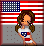A 3x2 contact sheet of a patriotic animated buddy icon featuring a pixelated girl, American flag elements, and text for Independence Day.