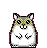 Pixel art hamster with gray head and white body, six distinct poses showing hand and mouth variations on gray background.
